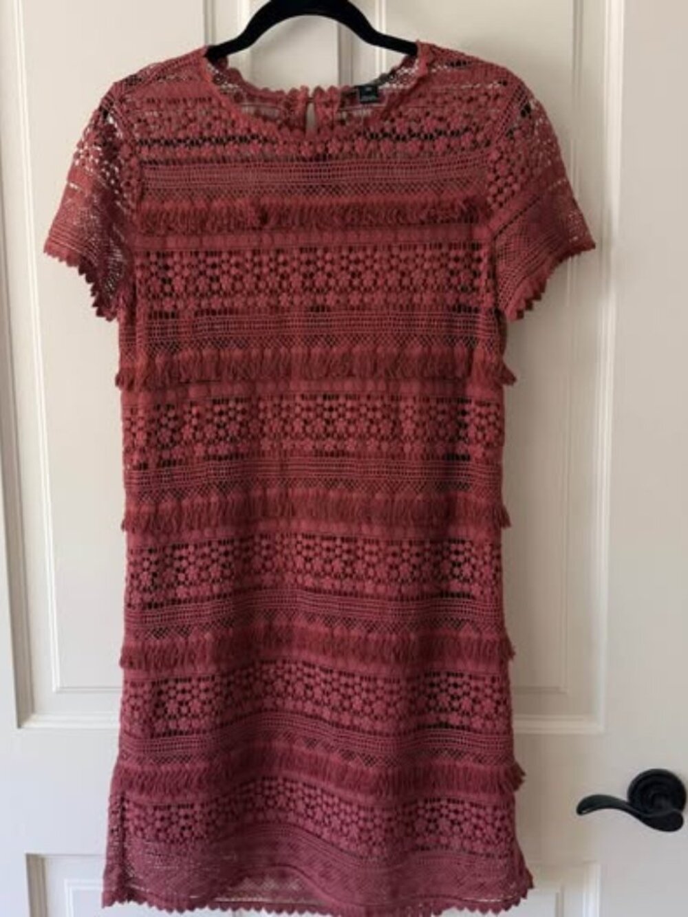 Anthropologie Dusty Rose Crochet Lace Dress